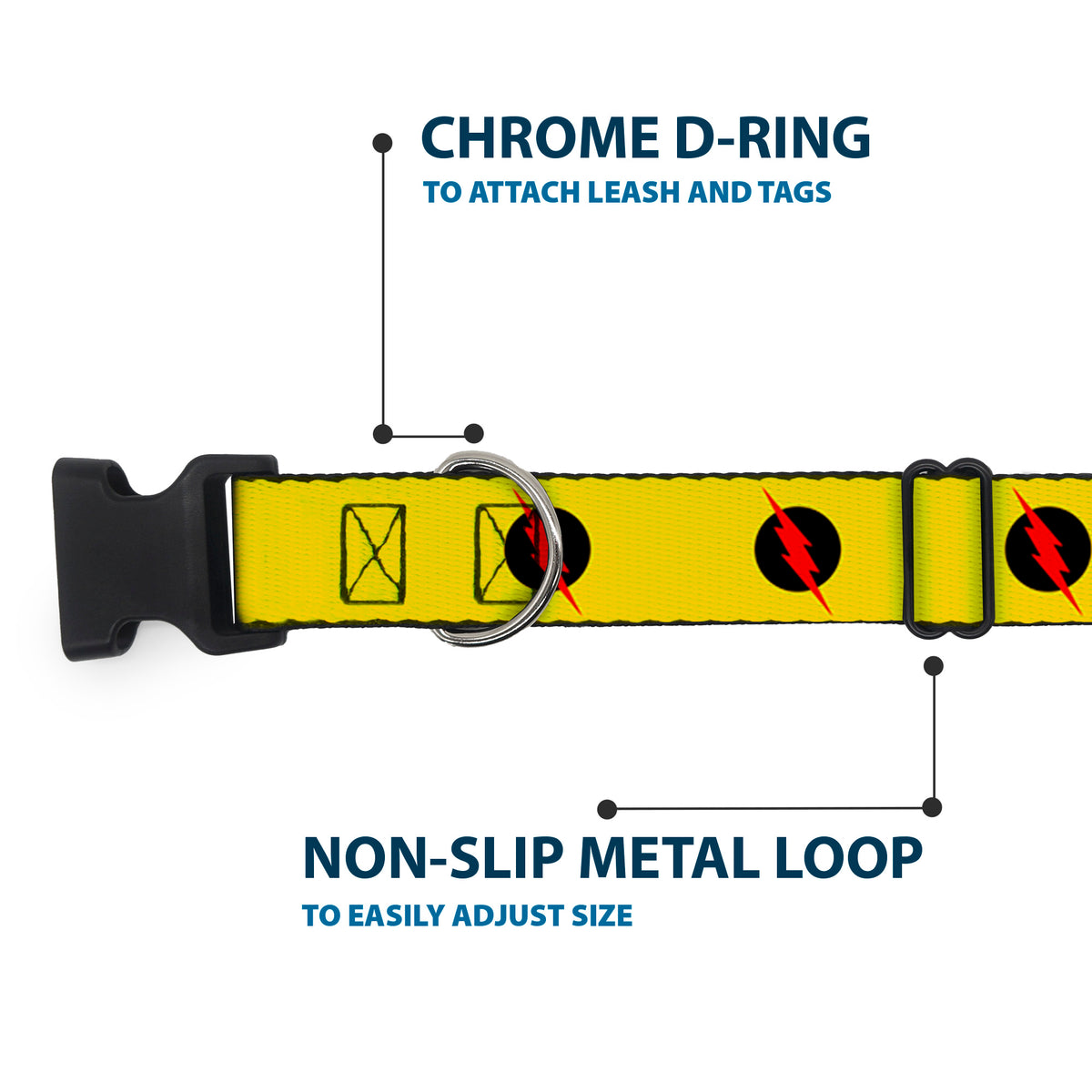 Plastic Clip Collar - Reverse Flash Logo Golden Yellow/Black/Red Dog Collars Plastic Clip Side Release DC Comics