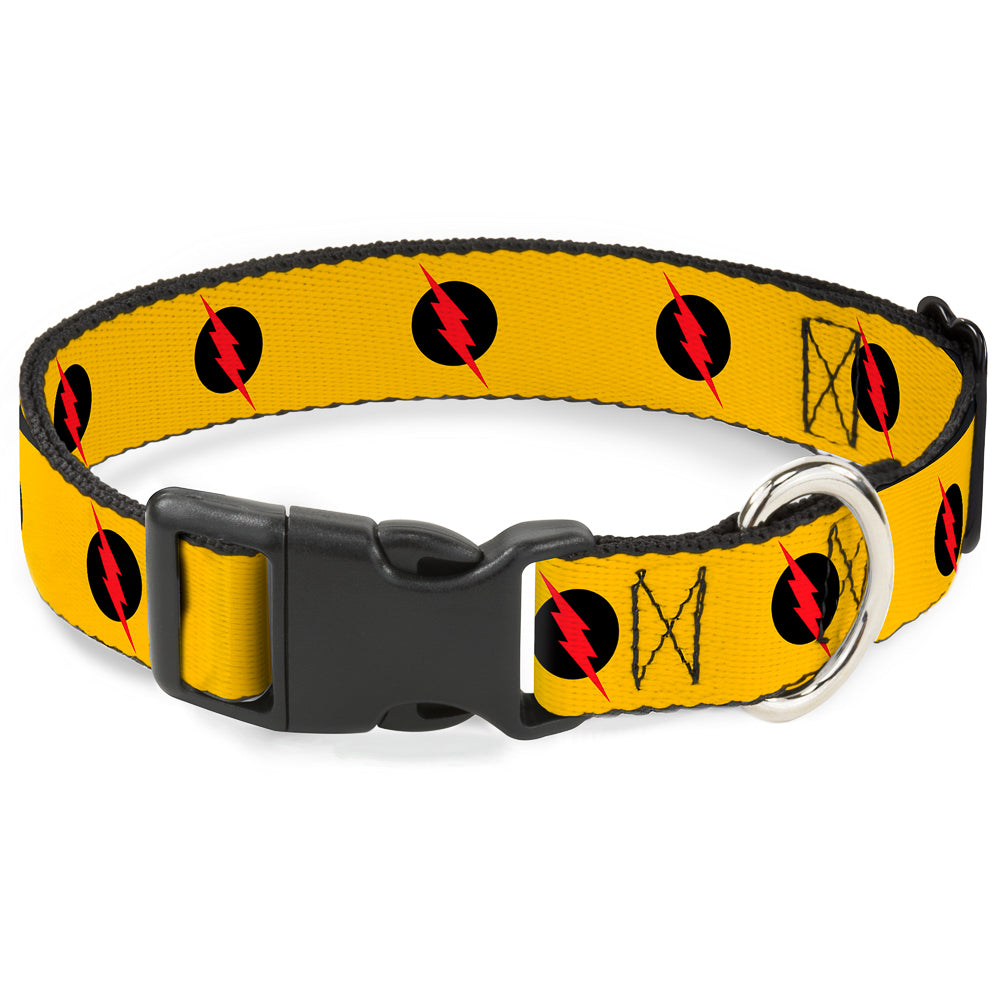 Plastic Clip Collar - Reverse Flash Logo Golden Yellow/Black/Red Dog Collars Plastic Clip Side Release DC Comics