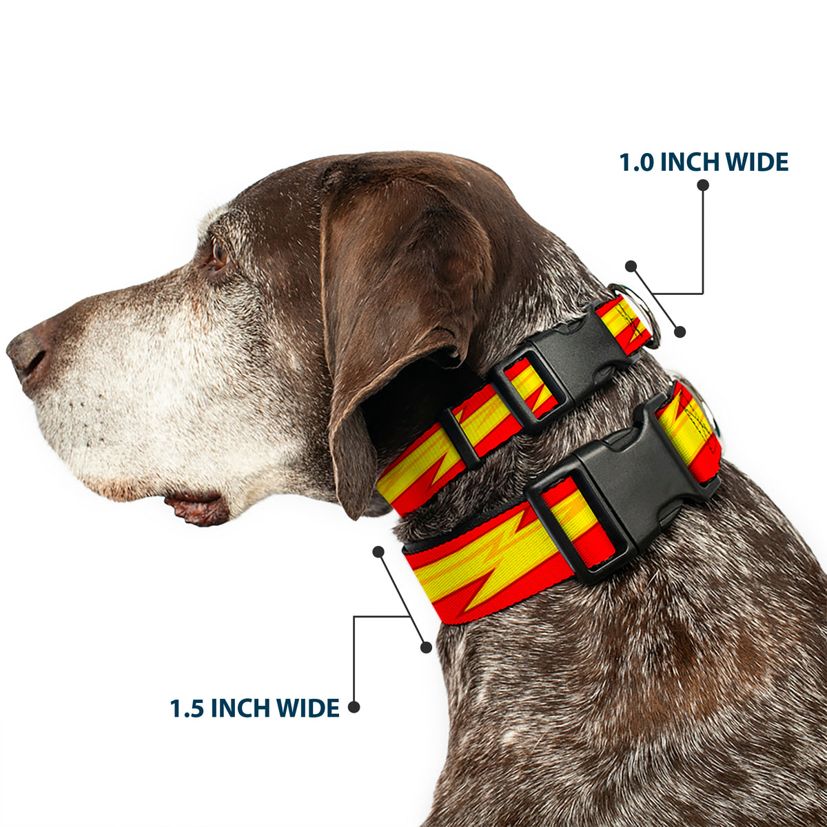 Plastic Clip Collar - The Flash Bolt Stripe Reds/Yellows Dog Collars Plastic Clip Side Release DC Comics