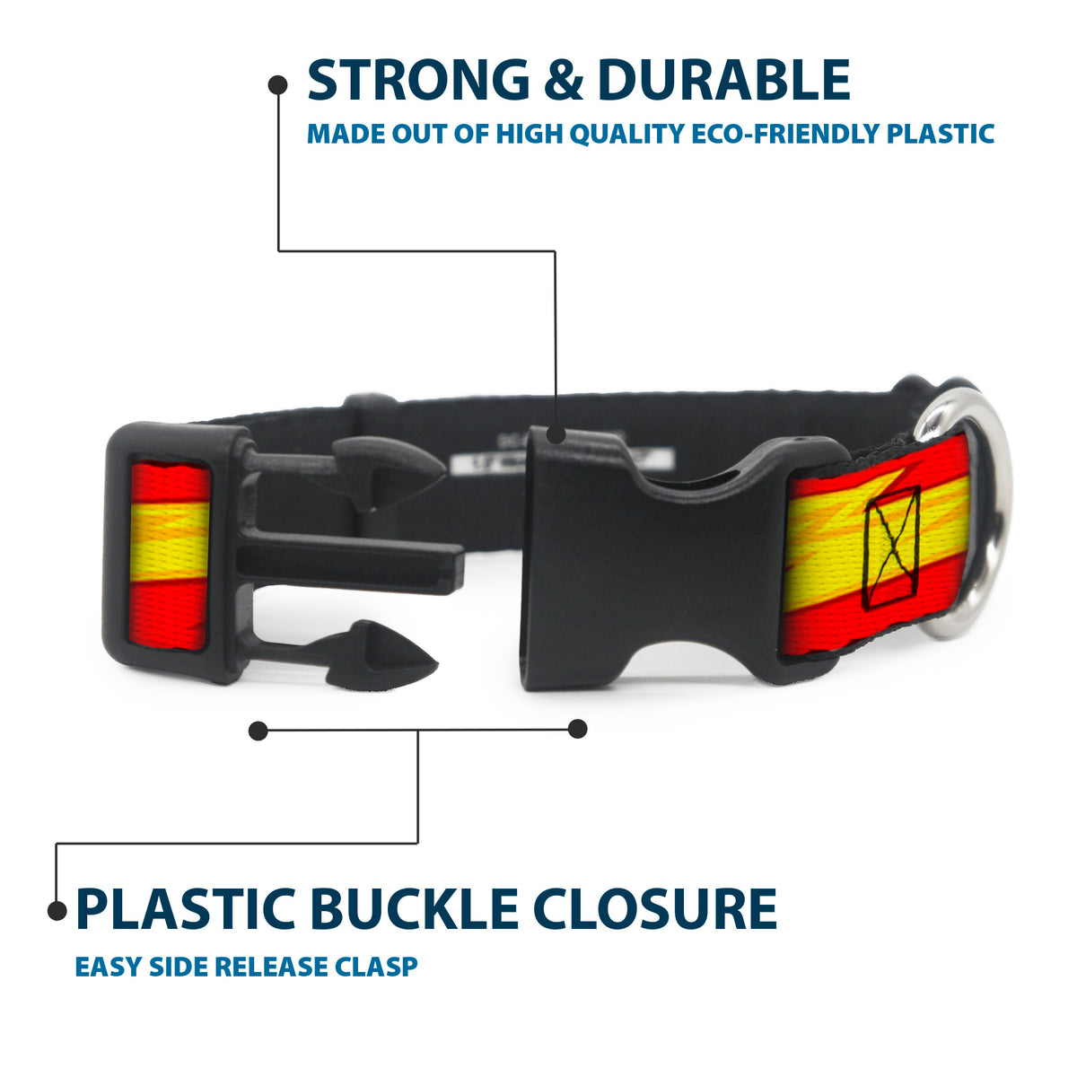 Plastic Clip Collar - The Flash Bolt Stripe Reds/Yellows Dog Collars Plastic Clip Side Release DC Comics