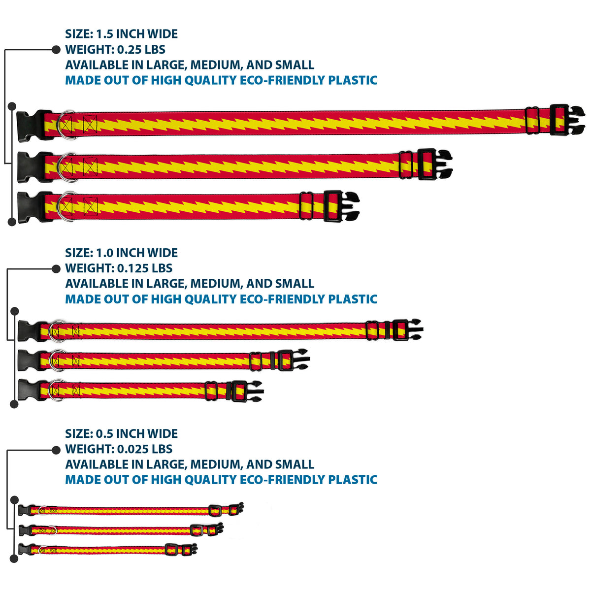 Plastic Clip Collar - The Flash Bolt Stripe Red/Yellow Dog Collars Plastic Clip Side Release DC Comics