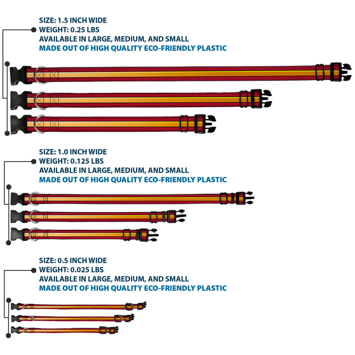 Plastic Clip Collar - The Flash Stripe Burgundy/Gold Dog Collars Plastic Clip Side Release DC Comics
