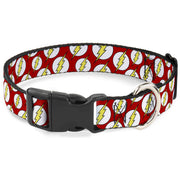 Plastic Clip Collar - Flash Logo Scattered Red/White/Yellow Dog Collars Plastic Clip Side Release DC Comics