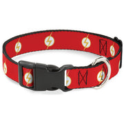Plastic Clip Collar - DC League of Super-Pets Flash Bolt Logo Red/Yellow/White Dog Collars Plastic Clip Side Release DC Comics