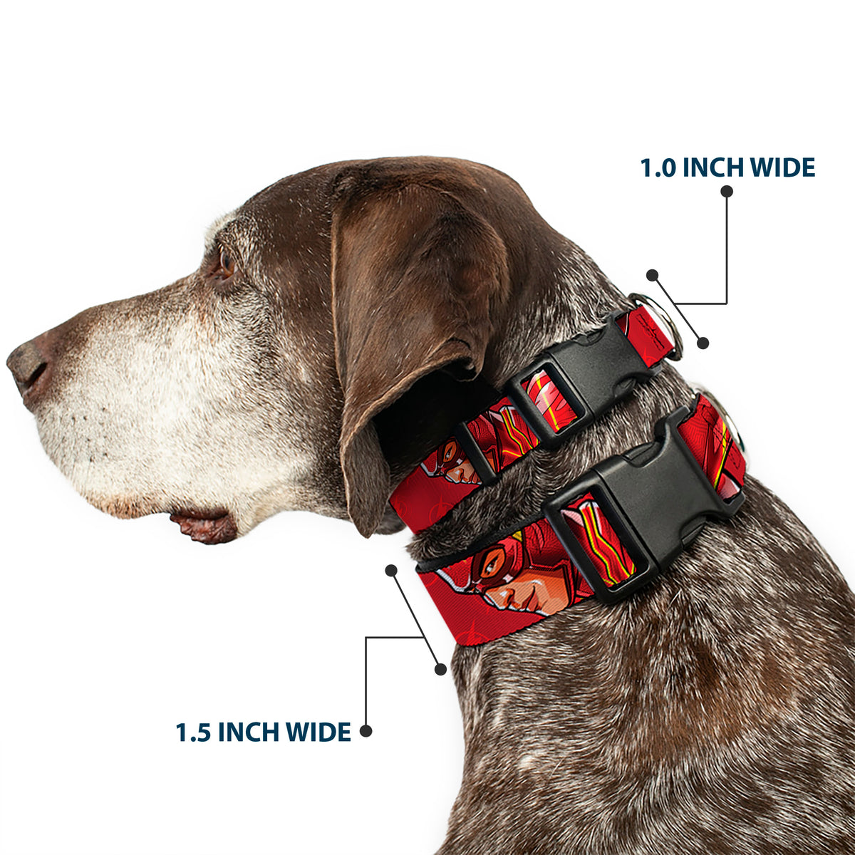 Plastic Clip Collar - The Flash 2023 2-Poses Close-Up Reds Dog Collars Plastic Clip Side Release DC Comics
