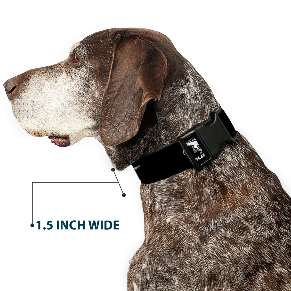 Plastic Clip Collar - Ford Mustang Black/White Logo REPEAT Dog Collars Plastic Clip Side Release Ford