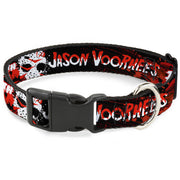 Plastic Clip Collar - FRIDAY THE 13TH JASON VOORHIES Mask Text Black/Red/White Dog Collars Plastic Clip Side Release Friday the 13th