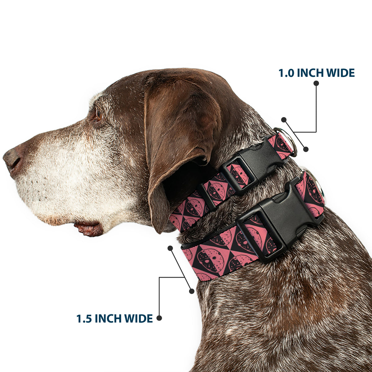 Plastic Clip Collar - Friday the 13th Jason Mask Diamond Split Black/Red Dog Collars Plastic Clip Side Release Friday the 13th