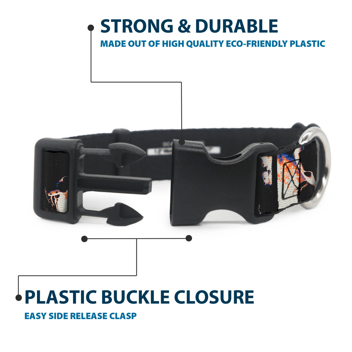 Plastic Clip Collar - Friday the 13th Jason Hockey Mask Pose Blocks Dog Collars Plastic Clip Side Release Friday the 13th
