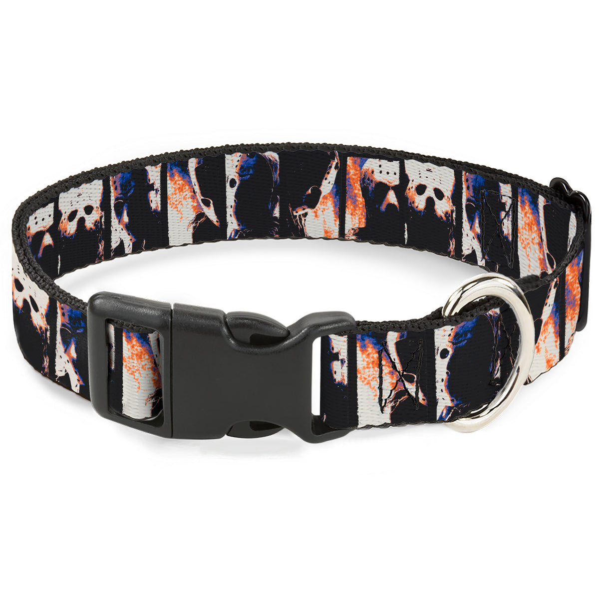 Plastic Clip Collar - Friday the 13th Jason Hockey Mask Pose Blocks Dog Collars Plastic Clip Side Release Friday the 13th