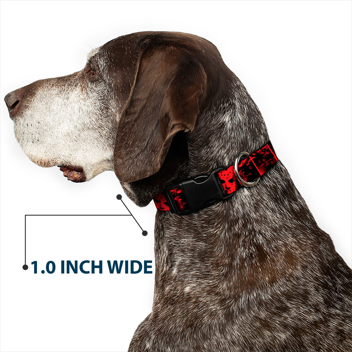 Plastic Clip Collar - Friday the 13th Jason Hockey Mask Camp Crystal Lake Blocks Black/Reds Dog Collars Plastic Clip Side Release Friday the 13th