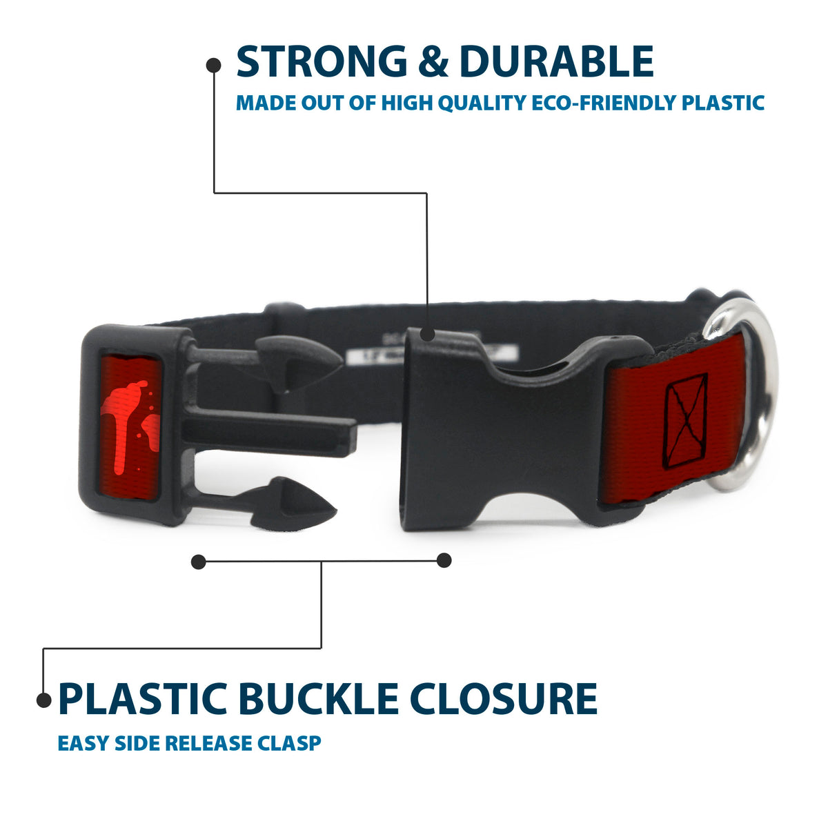 Plastic Clip Collar - FRIDAY THE 13TH Mask and Machete Icons Red/Pink/White Dog Collars Plastic Clip Side Release Friday the 13th
