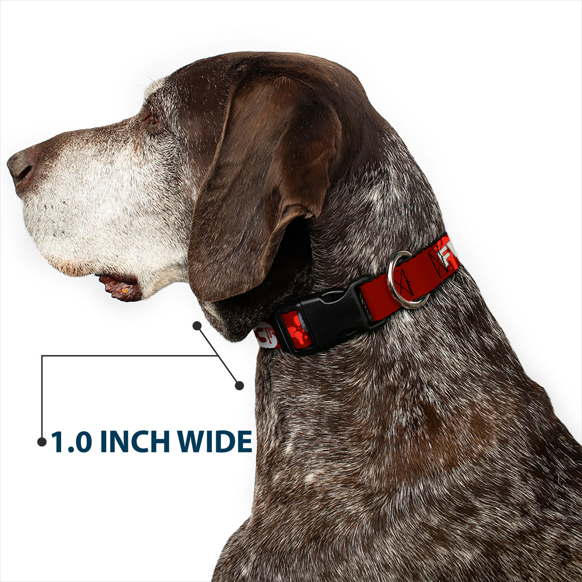 Plastic Clip Collar - FRIDAY THE 13TH Mask and Machete Icons Red/Pink/White Dog Collars Plastic Clip Side Release Friday the 13th