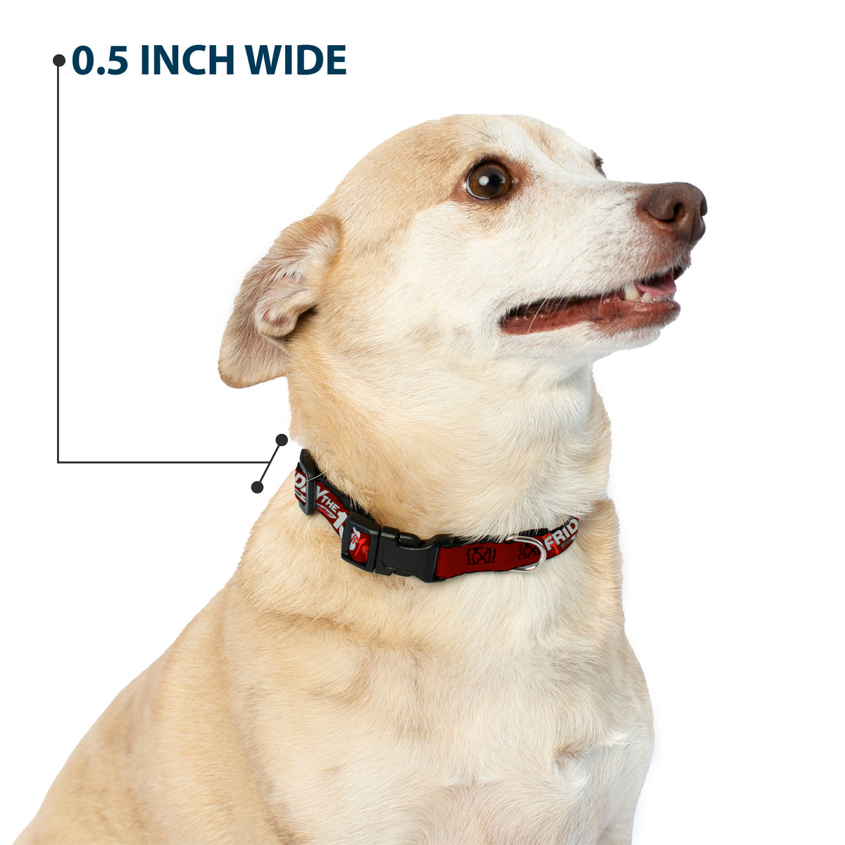 Plastic Clip Collar - FRIDAY THE 13TH Mask and Machete Icons Red/Pink/White Dog Collars Plastic Clip Side Release Friday the 13th