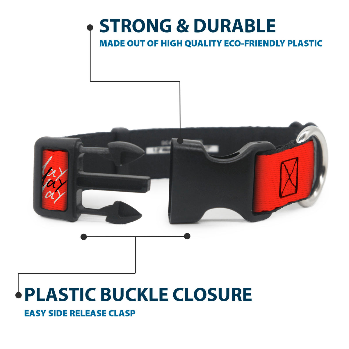 Plastic Clip Collar - FRIDAY THE 13TH Jason Mask and Script Blocks Red/Black/White Dog Collars Plastic Clip Side Release Friday the 13th