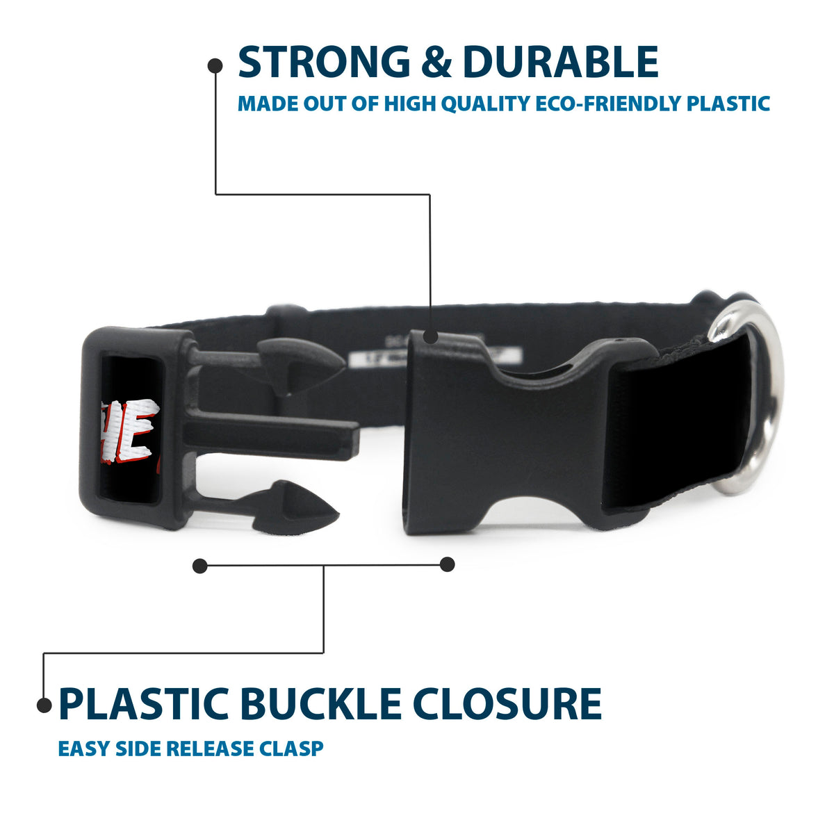 Plastic Clip Collar - FRIDAY THE 13TH JASON LIVES with Hand Print and Mask Black/Red/White Dog Collars Plastic Clip Side Release Friday the 13th