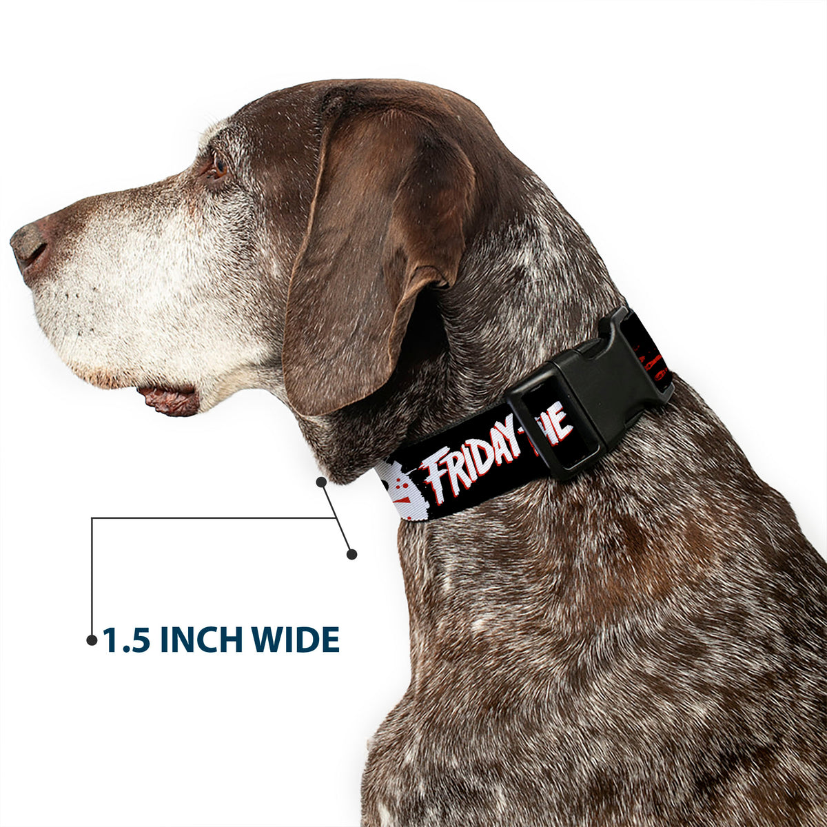 Plastic Clip Collar - FRIDAY THE 13TH JASON LIVES with Hand Print and Mask Black/Red/White Dog Collars Plastic Clip Side Release Friday the 13th