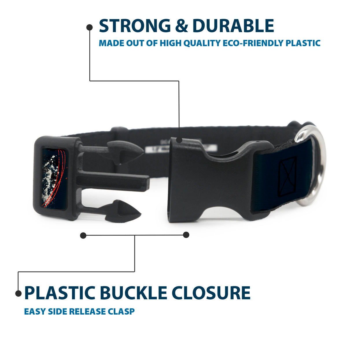 Plastic Clip Collar - FRIDAY THE 13TH JASON Mask and Splatter Black/Red/White Dog Collars Plastic Clip Side Release Friday the 13th