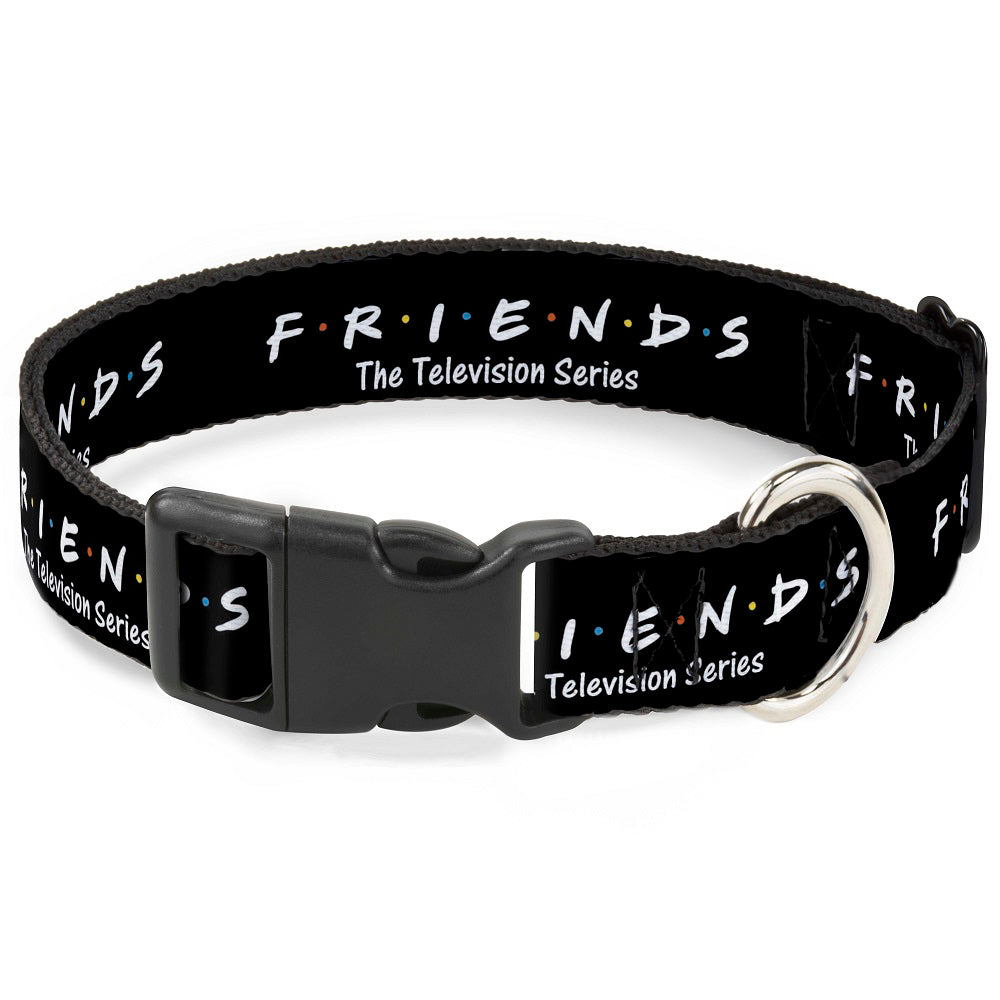 Plastic Clip Collar - FRIENDS-THE TELEVISION SERIES Logo Black/White/Multi Color Dog Collars Plastic Clip Side Release Friends