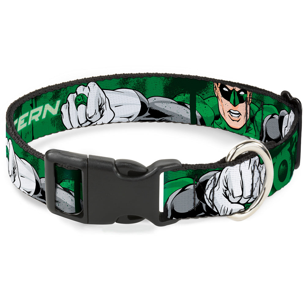 Plastic Clip Collar - Green Lantern Green Glow w/Text Dog Collars Plastic Clip Side Release DC Comics