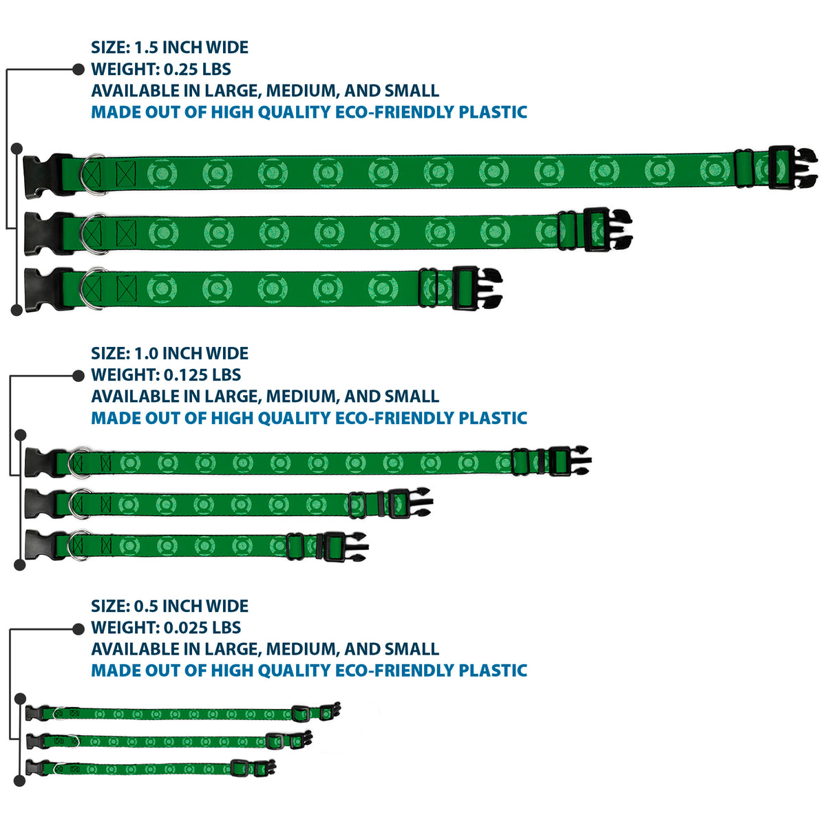 Plastic Clip Collar - Green Lantern Logo Weathered Greens Dog Collars Plastic Clip Side Release DC Comics