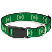 Plastic Clip Collar - Green Lantern Logo Weathered Greens Dog Collars Plastic Clip Side Release DC Comics