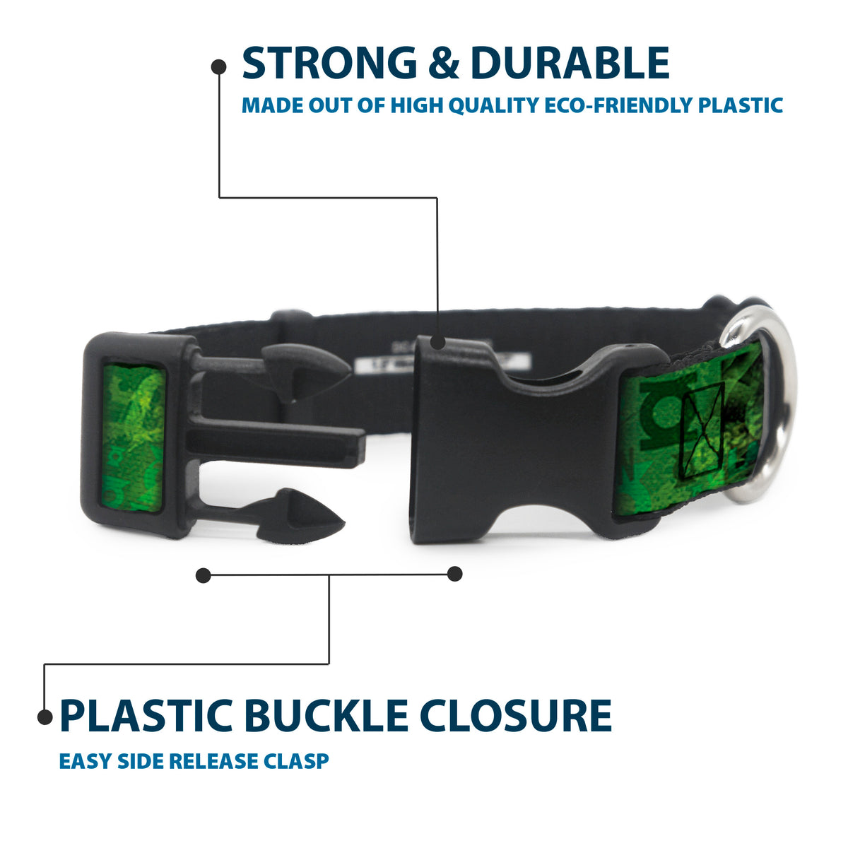 Plastic Clip Collar - GREEN LANTERN/Logo Collage Weathered Greens Dog Collars Plastic Clip Side Release DC Comics