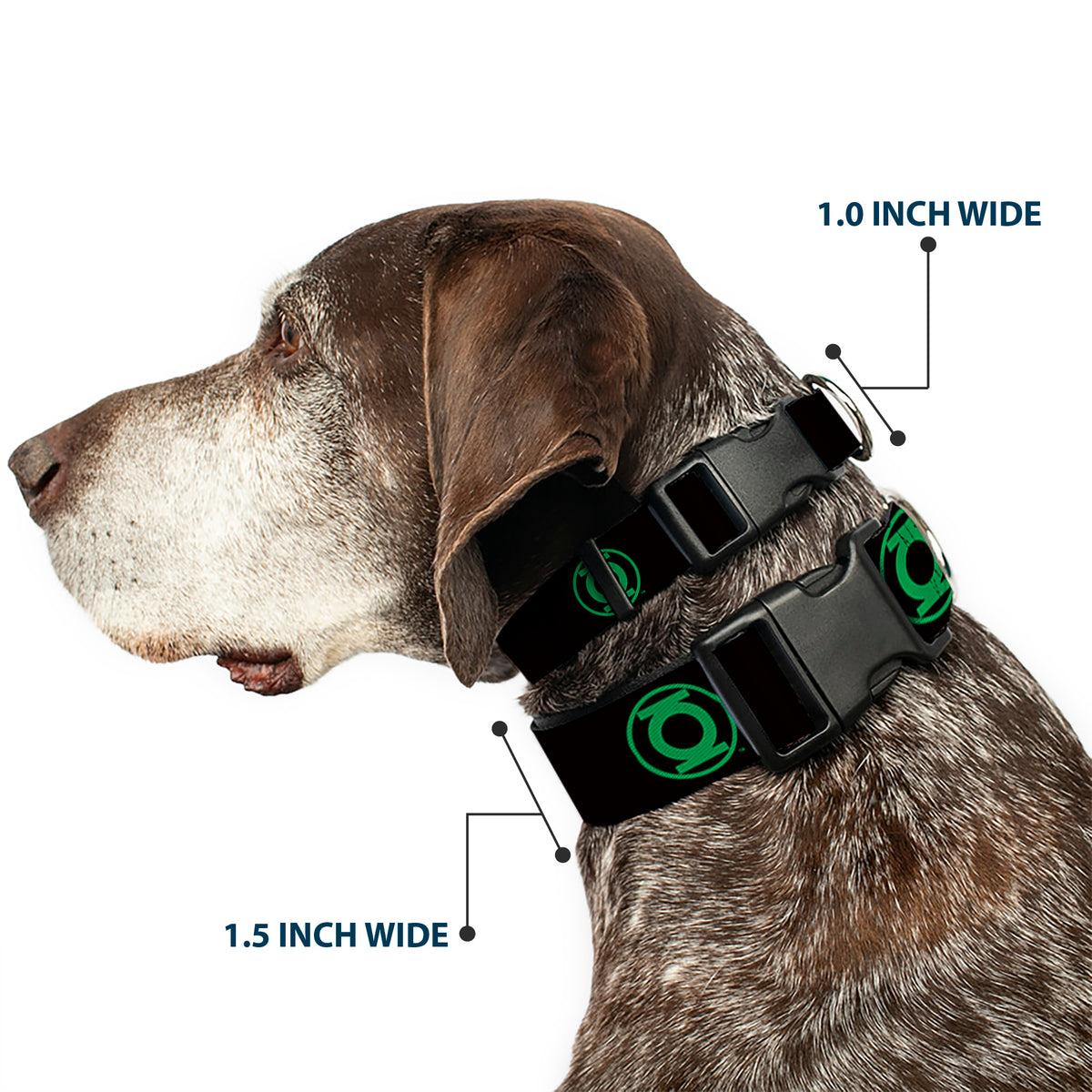 Plastic Clip Collar - DC League of Super-Pets Green Lantern Logo Black/Green Dog Collars Plastic Clip Side Release DC Comics