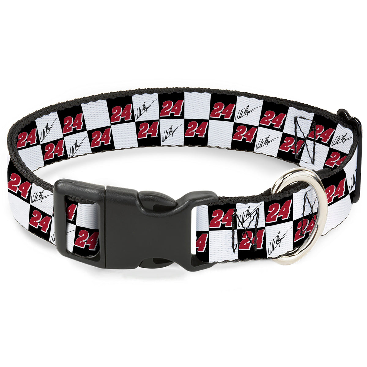 Plastic Clip Collar - William Byron Autograph and #24 Checker Logo Black/White/Red Dog Collars Plastic Clip Side Release Hendrick Motorsports
