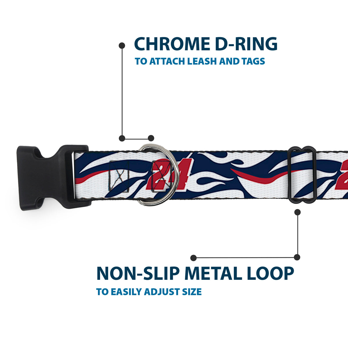 Plastic Clip Collar - William Byron #24 Car Scheme White/Red/Blue Dog Collars Plastic Clip Side Release Hendrick Motorsports