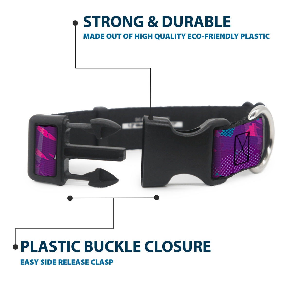 Plastic Clip Collar - Alex Bowman #48 Car Scheme Purples/Pinks/White Dog Collars Plastic Clip Side Release Hendrick Motorsports