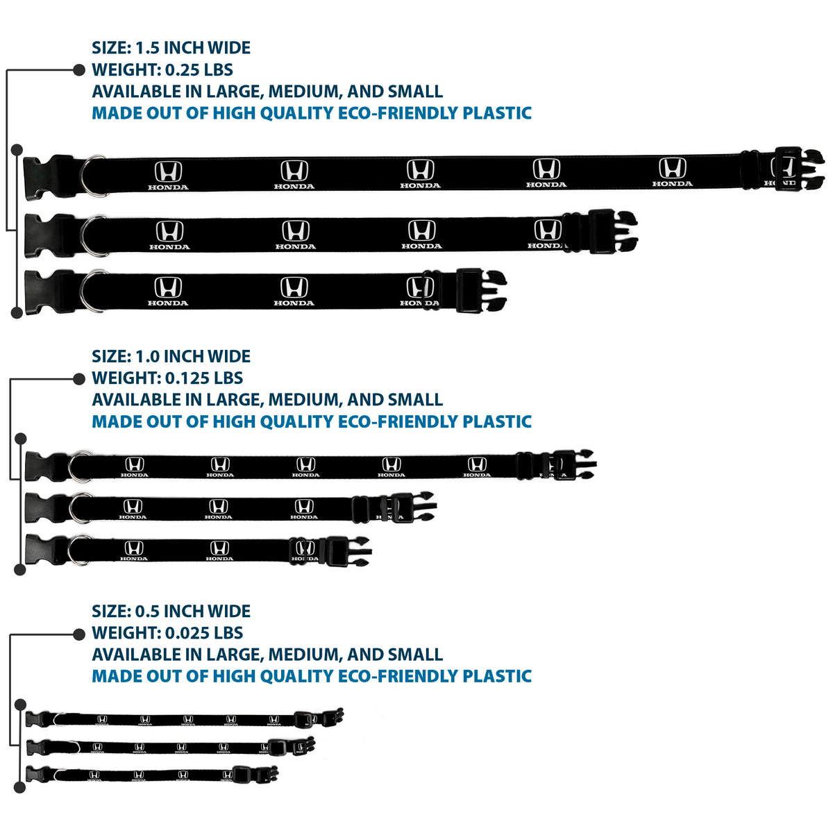 Plastic Clip Collar - Honda Logo Black/White Dog Collars Plastic Clip Side Release Honda