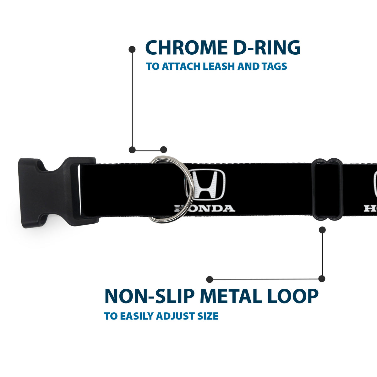 Plastic Clip Collar - Honda Logo Black/White Dog Collars Plastic Clip Side Release Honda