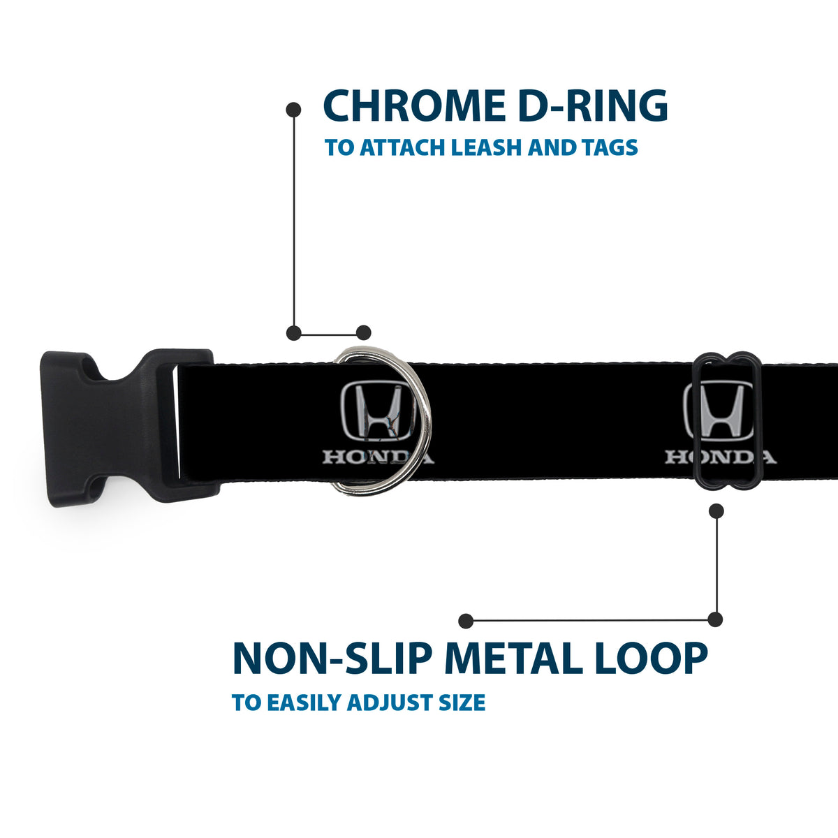 Plastic Clip Collar - Honda Logo Black/Silver Dog Collars Plastic Clip Side Release Honda