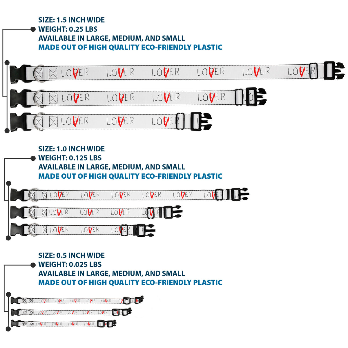 Plastic Clip Collar - It Chapter Two LOSER/LOVER White/Black/Red Dog Collars Plastic Clip Side Release IT