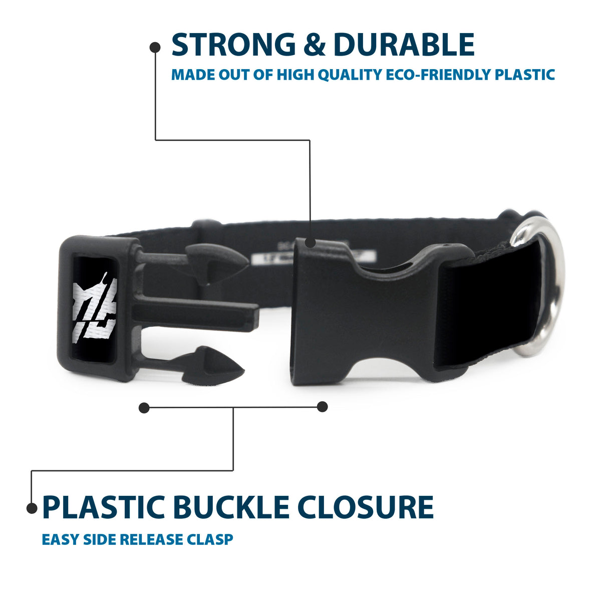 Plastic Clip Collar - IT Pennywise Face Close-Up COME HOME-COME BACK AND PLAY Black/White Dog Collars Plastic Clip Side Release IT