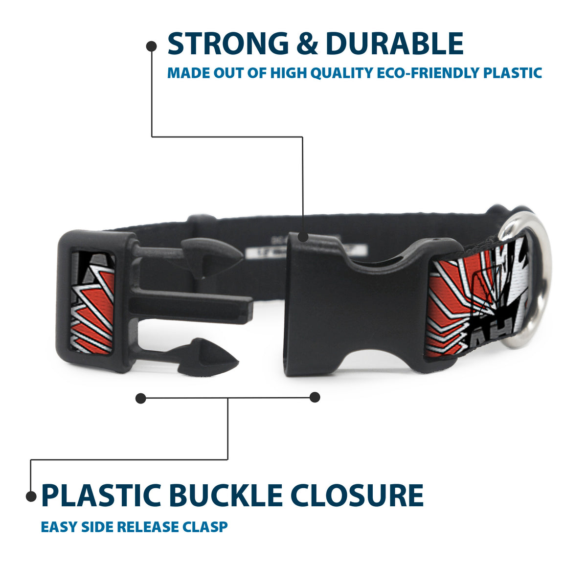 Plastic Clip Collar - The Joker Pose/Cards/HAHAHAHA Black/Gray Dog Collars Plastic Clip Side Release DC Comics