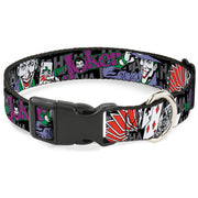 Plastic Clip Collar - The Joker Pose/Cards/HAHAHAHA Black/Gray Dog Collars Plastic Clip Side Release DC Comics