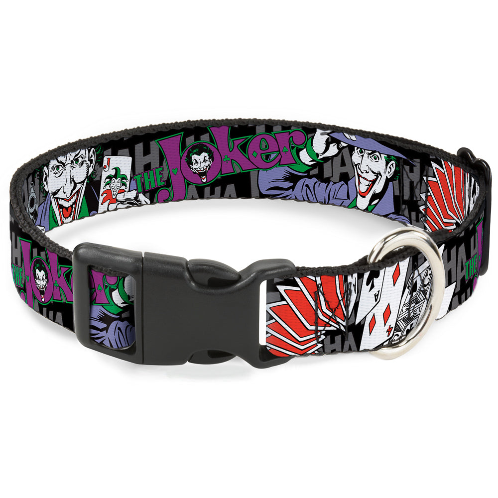 Plastic Clip Collar - The Joker Pose/Cards/HAHAHAHA Black/Gray Dog Collars Plastic Clip Side Release DC Comics