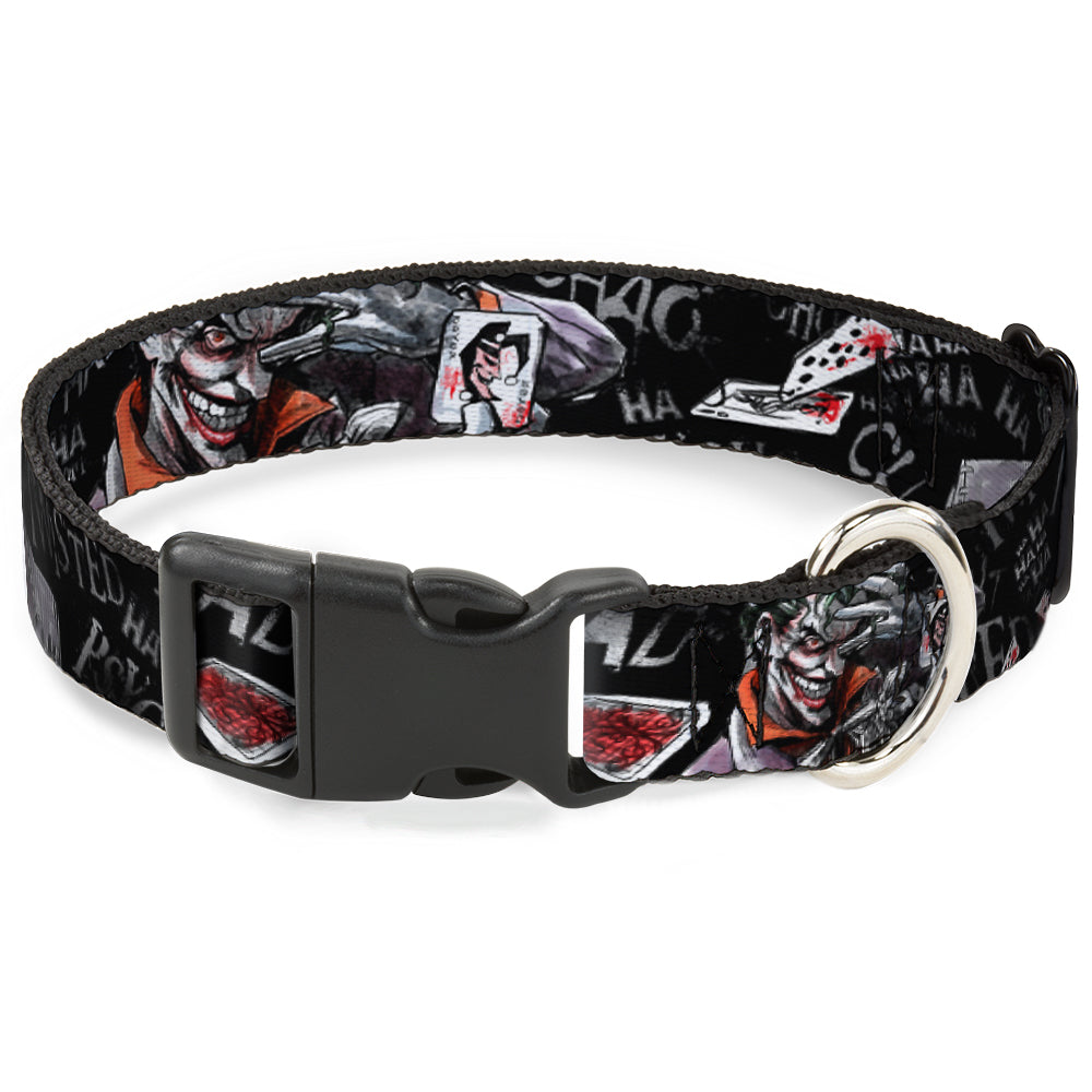 Plastic Clip Collar - Joker BRILLIANTLY TWISTED PSYCHO 2-Poses/Cards Black/Grays Dog Collars Plastic Clip Side Release DC Comics