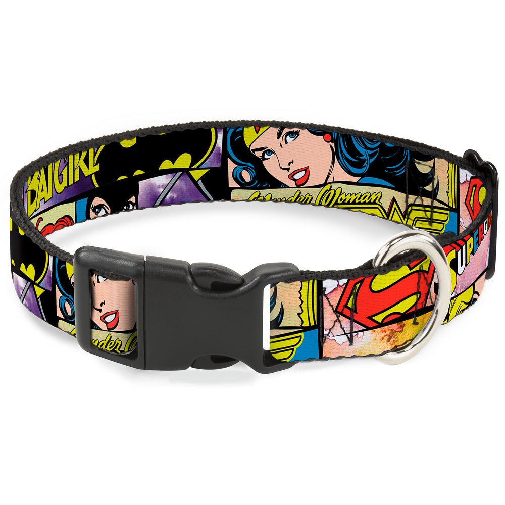 Plastic Clip Collar - Superheroines Wonder Woman/Supergirl/Batgirl Dog Collars Plastic Clip Side Release DC Comics
