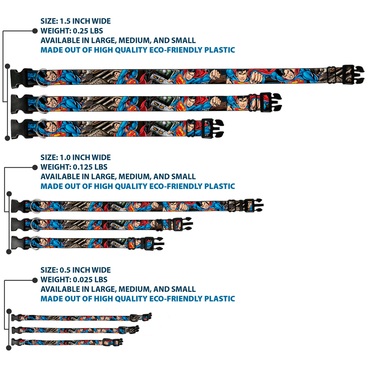 Plastic Clip Collar - Superman Metropolis Face-Off Dog Collars Plastic Clip Side Release DC Comics