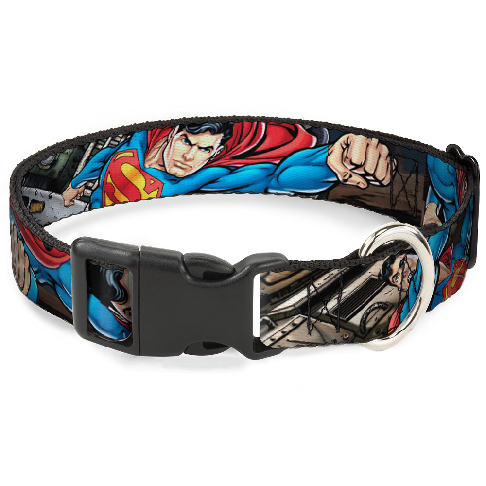 Plastic Clip Collar - Superman Metropolis Face-Off Dog Collars Plastic Clip Side Release DC Comics