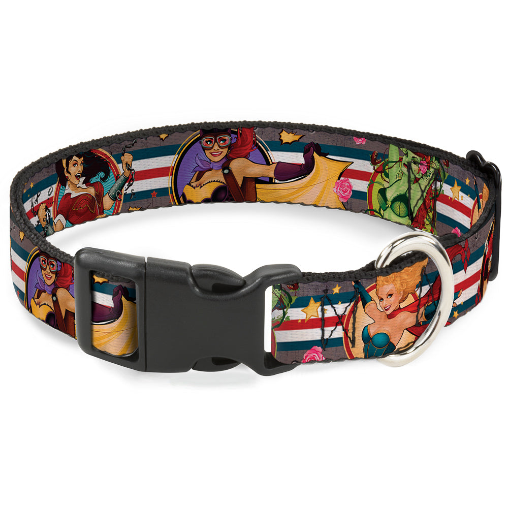 Plastic Clip Collar - DC Bombshell Pin-Up Girls Dog Collars Plastic Clip Side Release DC Comics