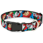 Plastic Clip Collar - Looney Tunes 3-B-Boy Stance Character Poses Stacked Dog Collars Plastic Clip Side Release Looney Tunes