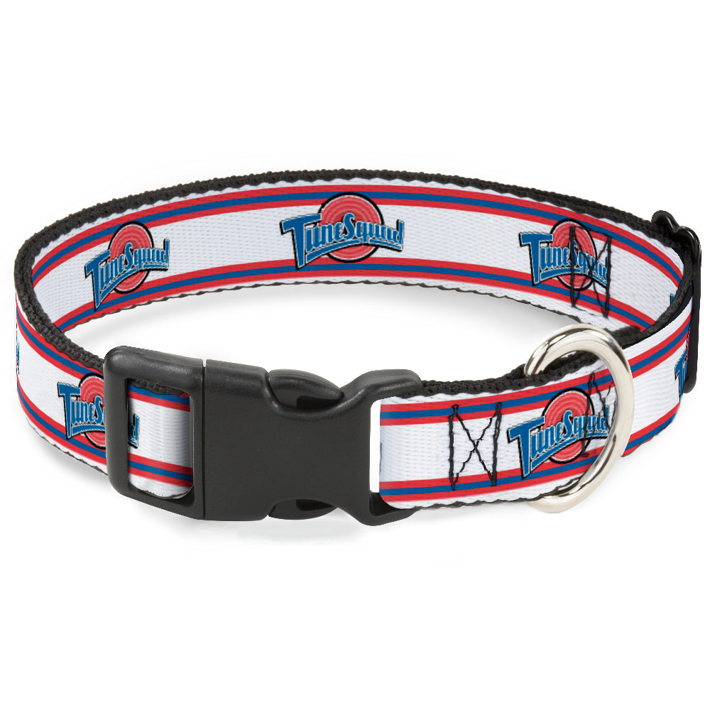Plastic Clip Collar - Space Jam TUNE SQUAD Logo Stripe White/Red/Blue Dog Collars Plastic Clip Side Release Looney Tunes