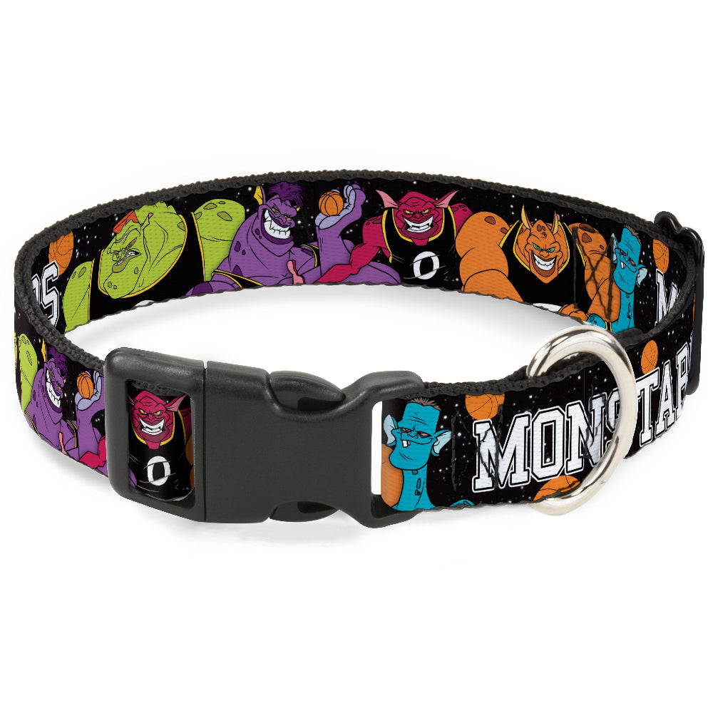 Plastic Clip Collar - Space Jam MONSTARS 5-Player Group Pose/Basketballs Galaxy Black/White Dog Collars Plastic Clip Side Release Looney Tunes