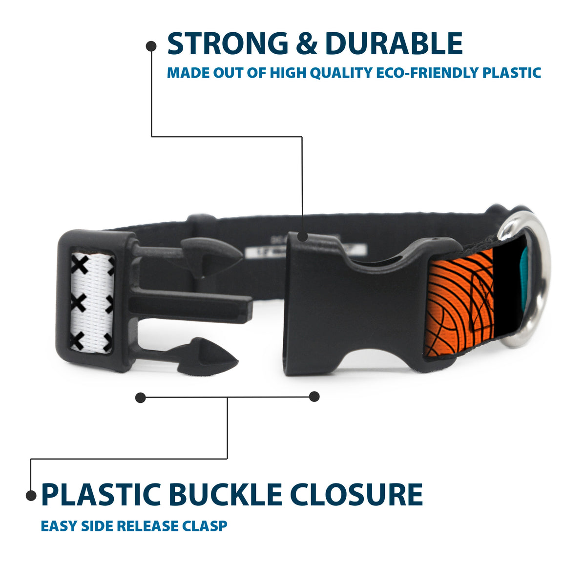 Plastic Clip Collar - SPACE JAM Number 6 Blocks Black/Turquoise/White/Red Dog Collars Plastic Clip Side Release Looney Tunes
