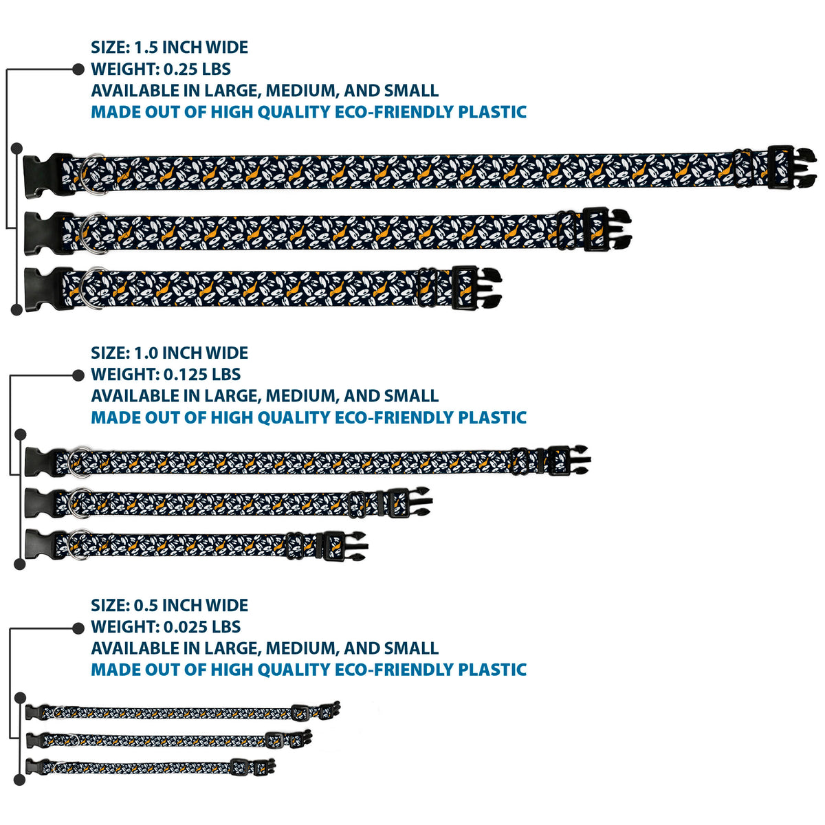 Plastic Clip Collar - Daffy Duck Expression and Eyes Scattered Black/White Dog Collars Plastic Clip Side Release Looney Tunes