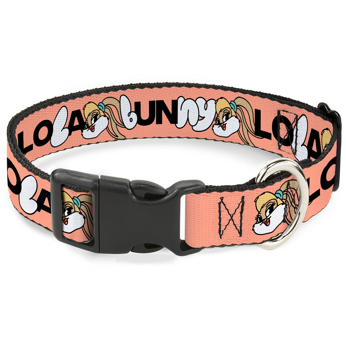 Plastic Clip Collar - LOLA BUNNY Smiling Face Text Peach Dog Collars Plastic Clip Side Release Looney Tunes